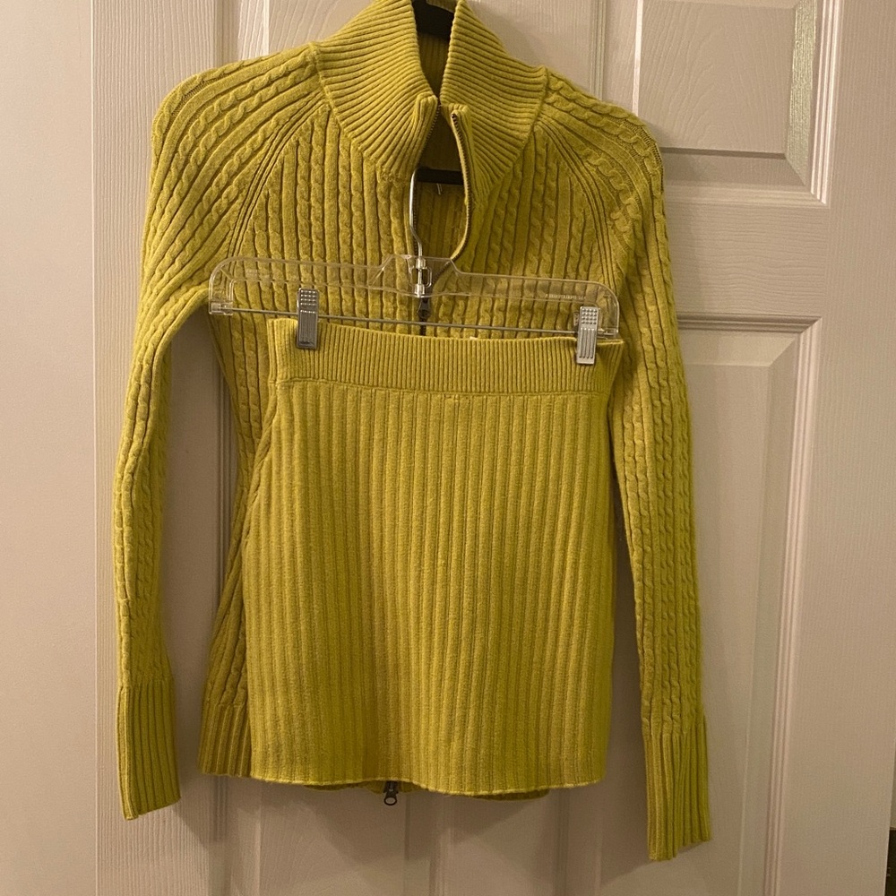 Free People Women’s  Yellow Cable Knit Sweater & miniskirt